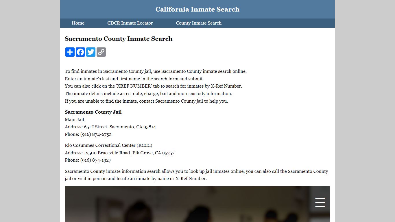 Sacramento County Inmate Search